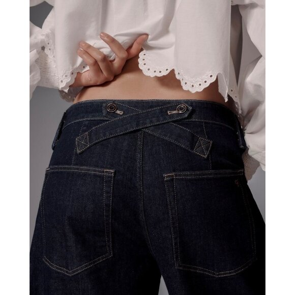 Pilcro Anthropologie The Myra Low-Rise Carpenter Crop Barrel Jeans Size 24 - Picture 4 of 6